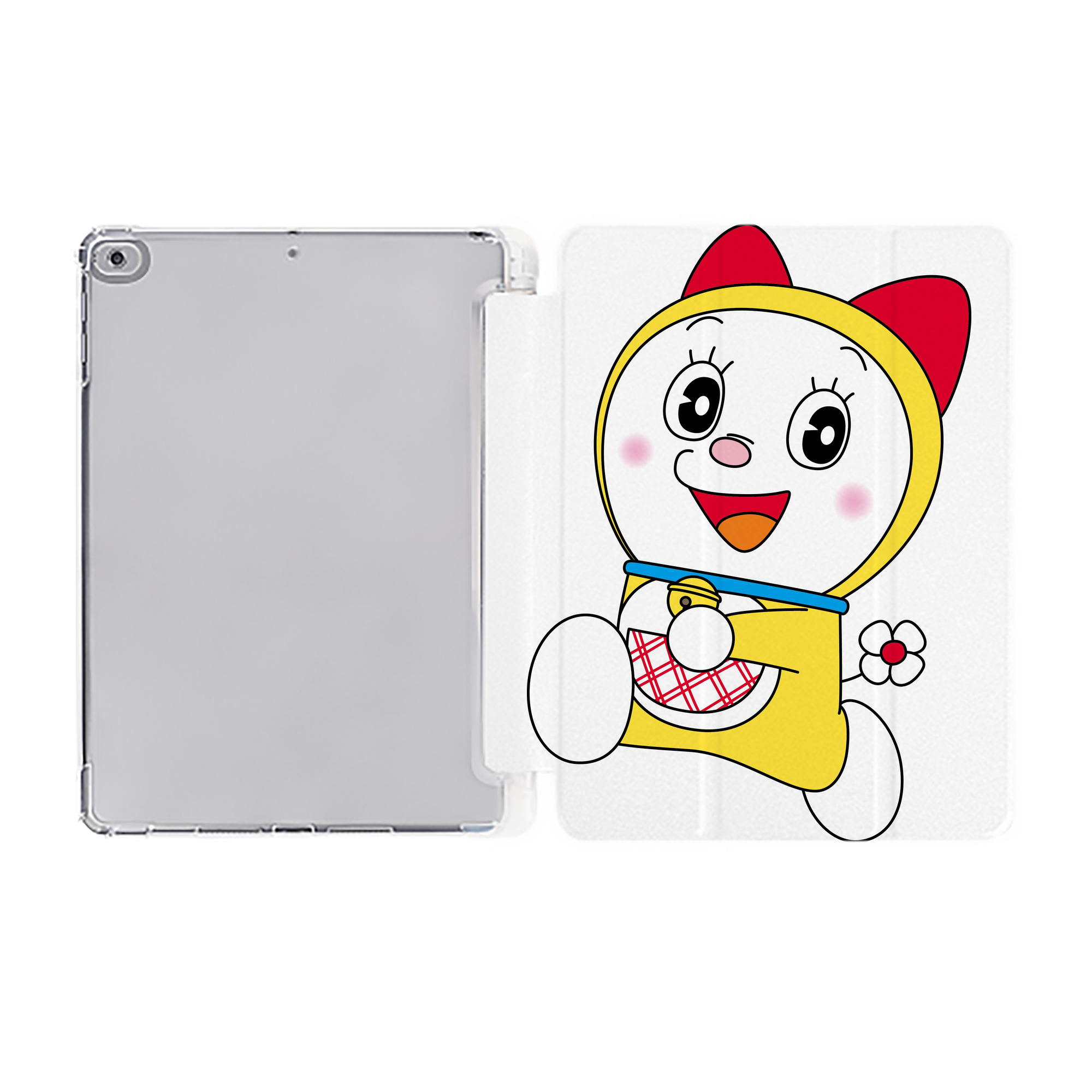 （画像用） ドラえもん ドラミ Doraemon Dorami IPad ケース ペン収納付き 三つ折りスタンド PUレザー×シリコン 対応機種9.5/10.5/10.9インチ